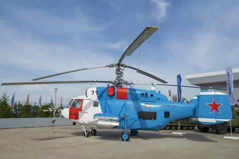 Combat helicopter of naval aviation of the Russian Navy of Ka-29 Stock Photos