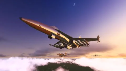 Combat jets flying Illustrazione stock