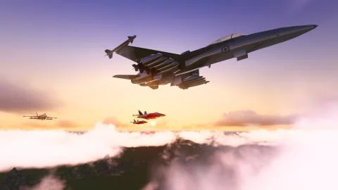 Combat jets flying Illustrazione stock