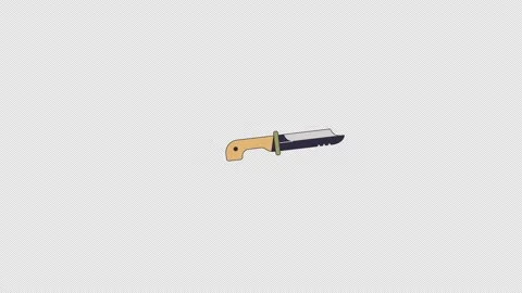 Combat knife with ergonomic handle 2D cartoon animation Vidéo 343704221