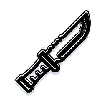 Combat knife having serrated blade and sharp edge Stockillustratie