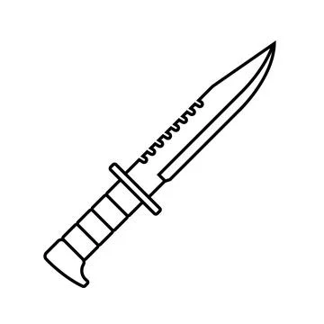 Combat knife icon in linear style. Vector. 스톡 일러스트