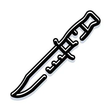 Combat knife illustration with sharp blade and handle Illustration