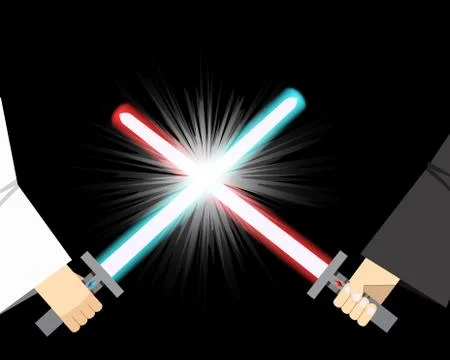 Combat of light sword with spark effect Stock Illustration