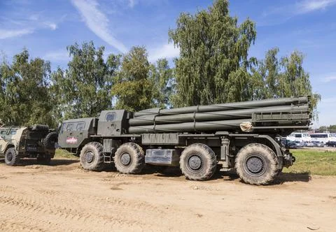 Combat of the multiple launch rocket system (MLRS) "Smerch" Stock Photos