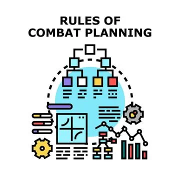 Combat planning rules and strategic process concept Stock Illustration