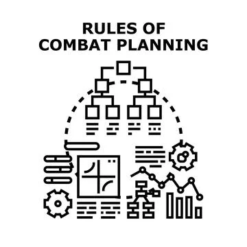 Combat planning rules and strategic process concept Illustration