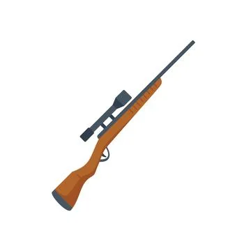 Combat sniper icon flat vector. Military weapon Stock Illustration