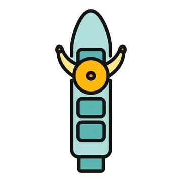 Combat spacecraft rocket launching weapon flat icon Stock Illustration