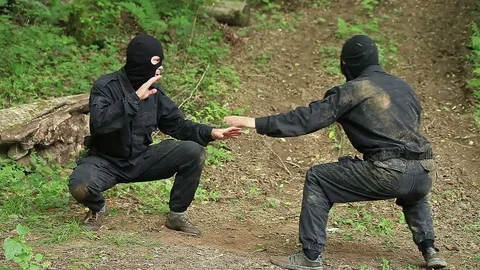 Combat Special Forces training knifes Stock Footage 70931613