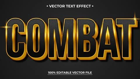 Combat text effect black and gold style editable text effect イラスト素材