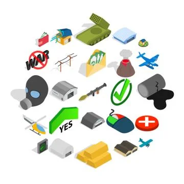 Combatant icons set, isometric style Stock Illustration