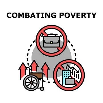 Combating poverty, social support, and inclusive development concept Stock Illustration