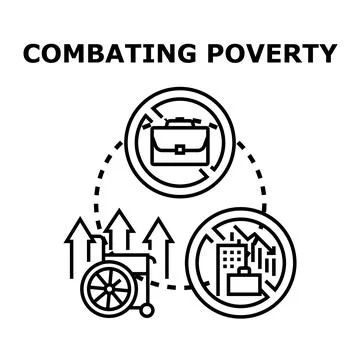 Combating poverty, social support, and inclusive development concept Stock Illustration