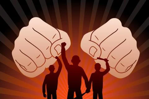 Combative protesters Stock Illustration