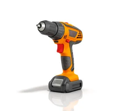 Combi drill impact drill and screw driver on white background 3d render Ilustração Stock