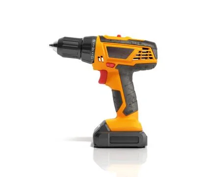 Combi drill impact drill and screw driver isolated on white background 3d ren Stock Illustration