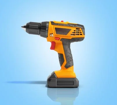 Combi drill impact drill and screw driver on blue background 3d render Stock Illustration