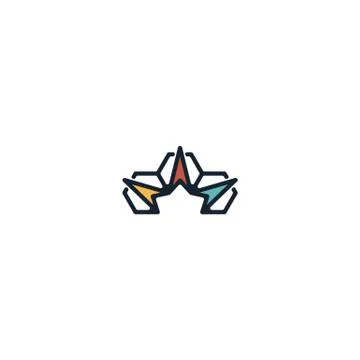 Combination of arrow and hexagonal logo design vector unique Stock Illustration