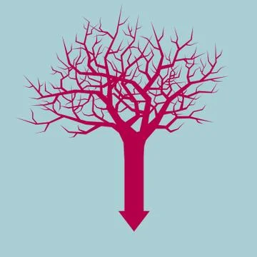 A combination of arrows and tree. Isolated on blue background. Stock Illustration