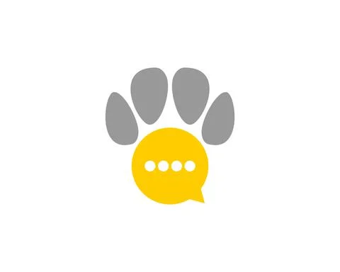 Combination bubble chat with pet paws shape Stock Illustration