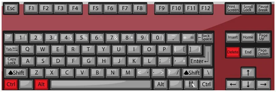 Combination button keyboard ctrl alt delete Illustrazione stock