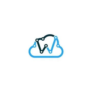Combination of Cloud and Initials letters W logo design vectors Stock Illustration