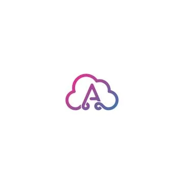 Combination of cloud and letter A logo design vector Stock Illustration
