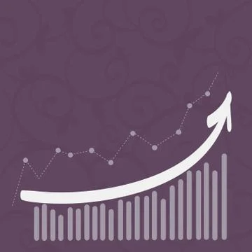 Combination of Column and Line Graphic Chart with Arrow Going Upward in Colorful Stock Illustration