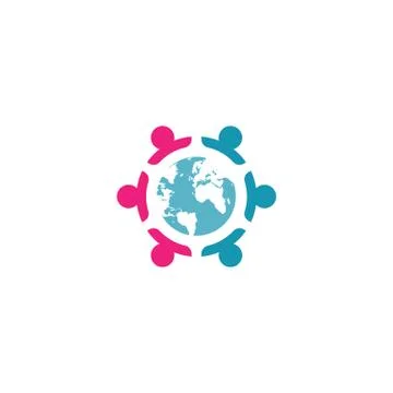 Combination of community icon and globe logo design vectors unique, modern Stock Illustration