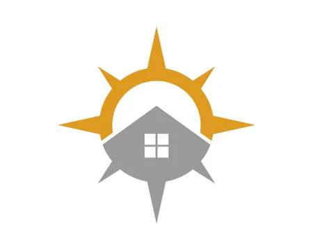 Combination compass with house Stock Illustration