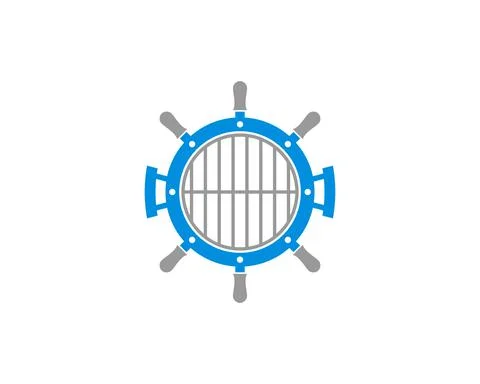 Combination cooking pan with ship steering wheel Stock Illustration