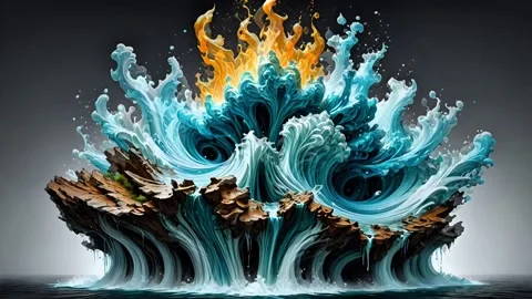 Combination of fire and water elements 스톡 동영상 305862334