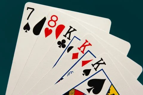 Combination of five different play cards Stock Photos