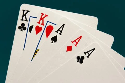 Combination of five different play cards Stock Photos