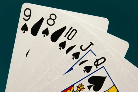 Combination of five different play cards Fotos Stock