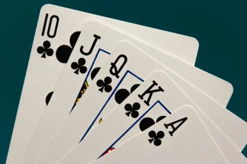 Combination of five different play cards Stock Photos