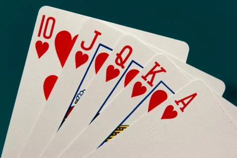 Combination of five different play cards Stock Photos