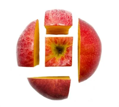 Combination of five red apple slices Stock Photos