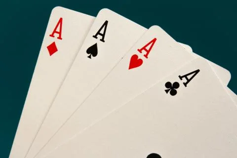 Combination of four different play cards 스톡 사진
