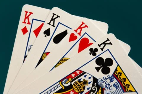 Combination of four different play cards Stock Photos