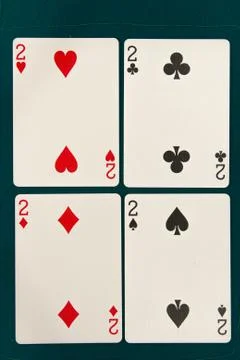 Combination of four different play cards Stock Photos