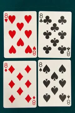 Combination of four different play cards Stock Photos