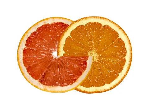 Combination of grapefruit orange slices. background isolated Illustrazione stock