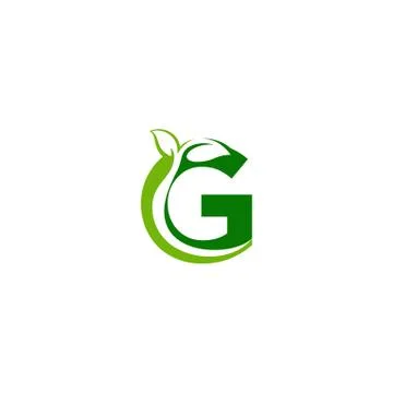 Combination of green leaf and initial letters G logo design vectors Stock Illustration