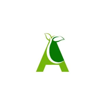 Combination of green leaf and initial letters A logo design vectors Illustrazione stock