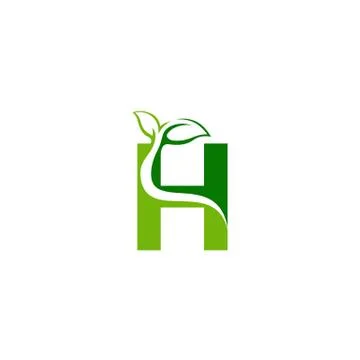 Combination of green leaf and initial letters H logo design vectors Stock Illustration