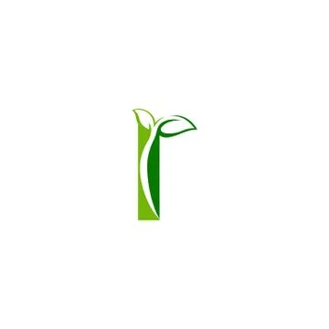 Combination of green leaf and initial letters I logo design vectors Stock Illustration