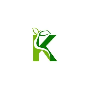 Combination of green leaf and initial letters K logo design vectors Stock Illustration