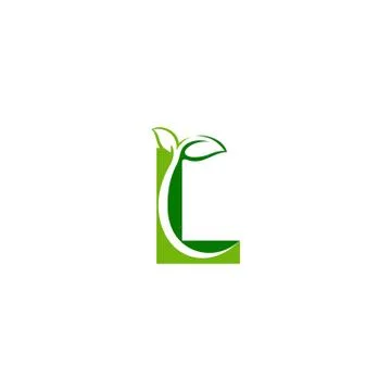 Combination of green leaf and initial letters L logo design vectors Illustrazione stock